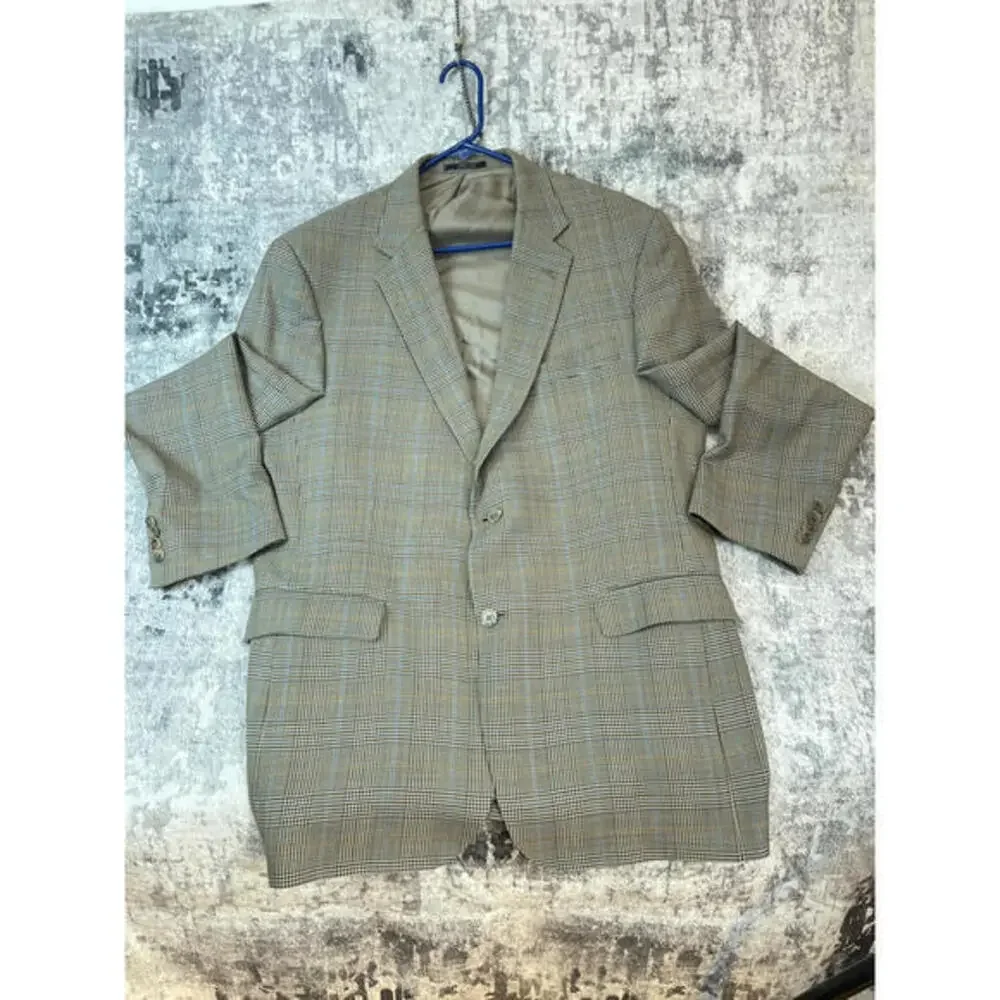 Vtg‎ Glen Windowpane Wool Blazer 42R Hart Schaffner Marx Gold Trumpeter USA